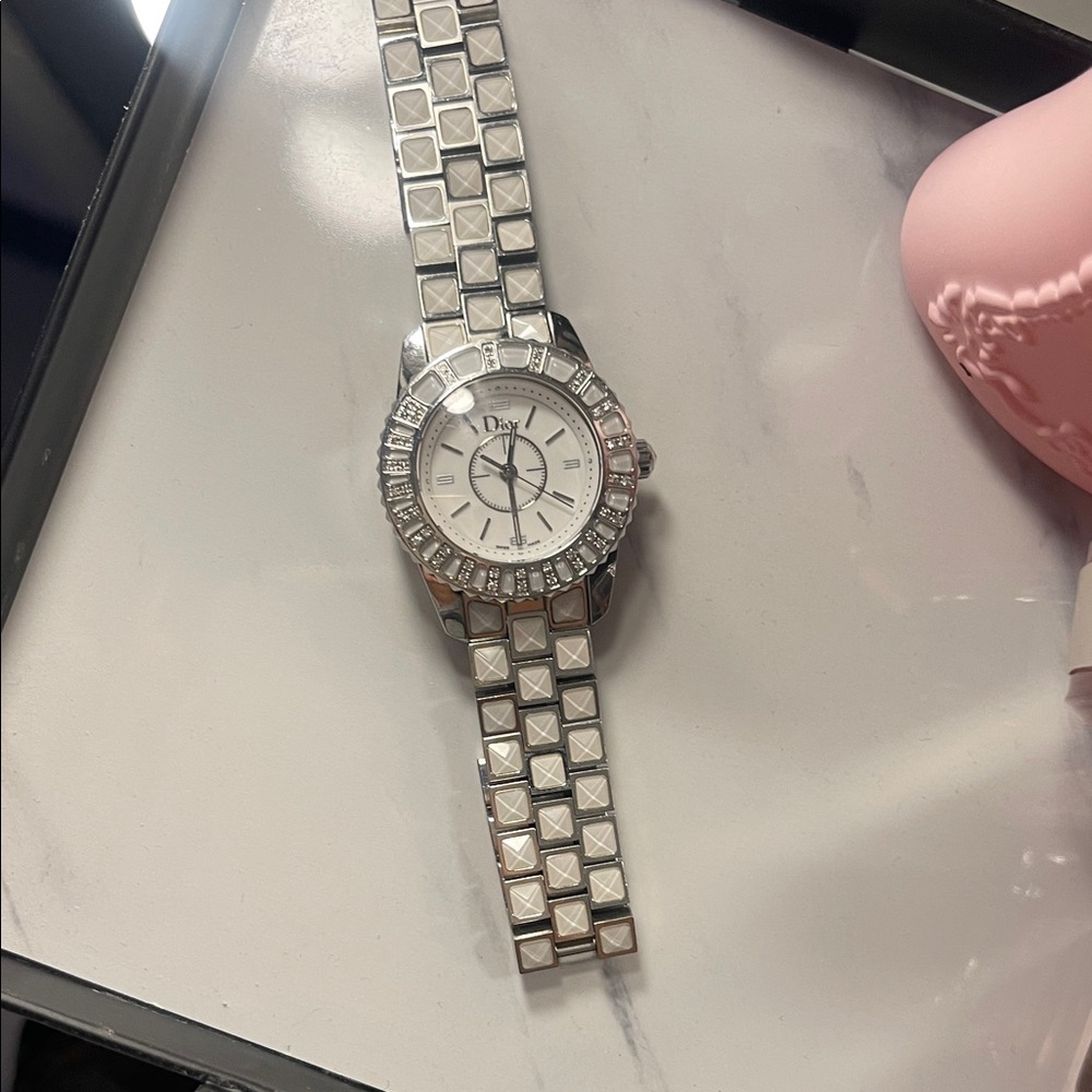 Dior Silver Watch with Crystal Details